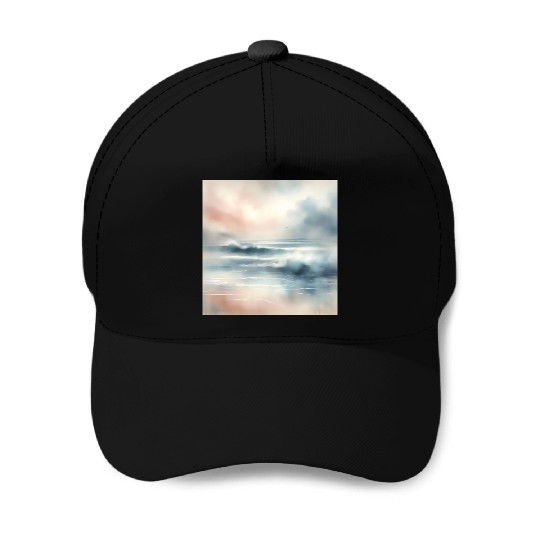 Serene Ocean Dawn Abstract Baseball Caps