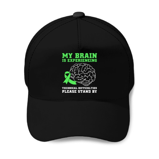 Anoxic Brain Injury Awareness Green Ribbon Baseball Caps