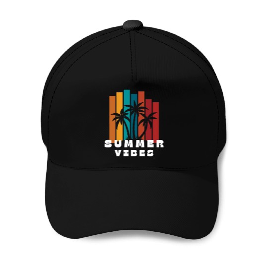Sunset Palm Summer Vibes Design Baseball Caps