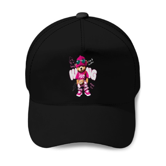 Trendy Teddy Bear Streetwear Design Baseball Caps