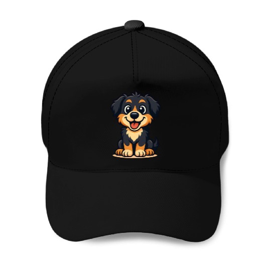 Playful Border Collie Cartoon Design Baseball Caps