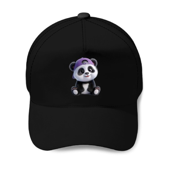 Adorable Panda Boy with Cap Baseball Caps