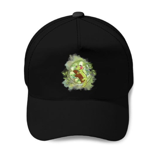 Whimsical Frog on Branch Illustration Baseball Caps