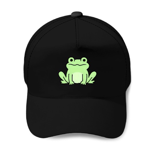 Lime Green Cartoon Frog Design Baseball Caps