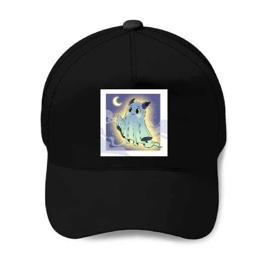 Cute Ghost Bat Under Moon Scene Baseball Caps