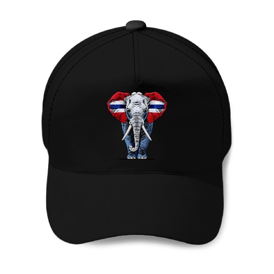 Thailand Elephant Red White Blue National Flag Cul Baseball Caps