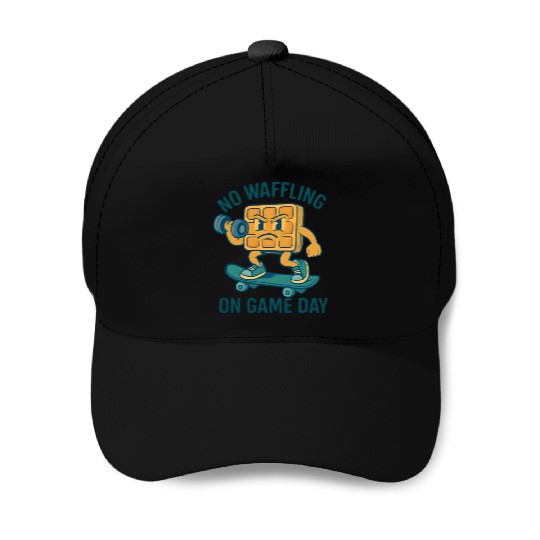 Waffle Character Skateboard Design Baseball Caps