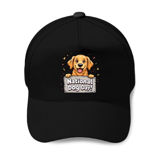 Celebratory Puppy for National Dog Day Baseball Caps