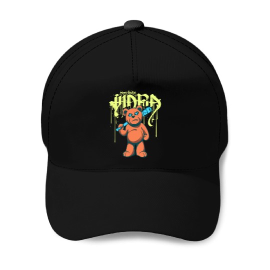 Urban Graffiti Teddy Bear Illustration Baseball Caps