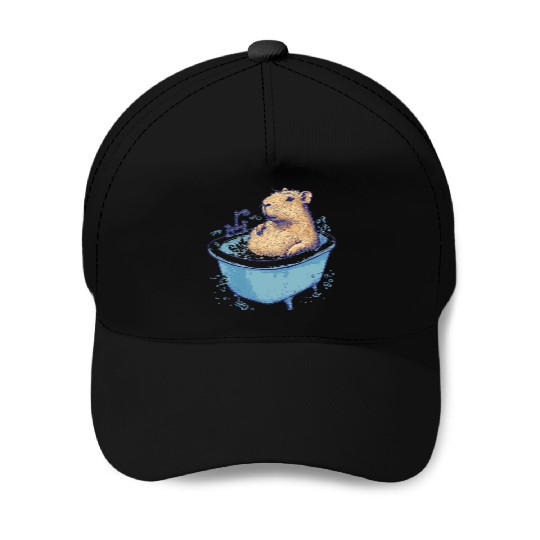 Capybara is Enjoying Its Bathtub Baseball Caps