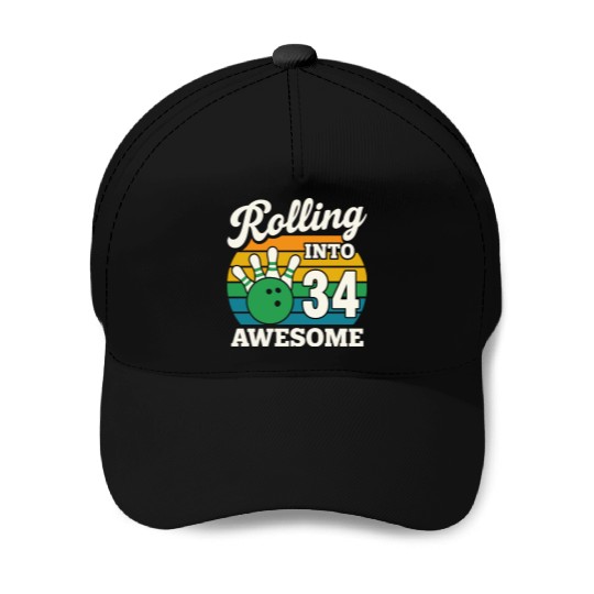 Retro Bowling 34 Celebration Design Baseball Caps