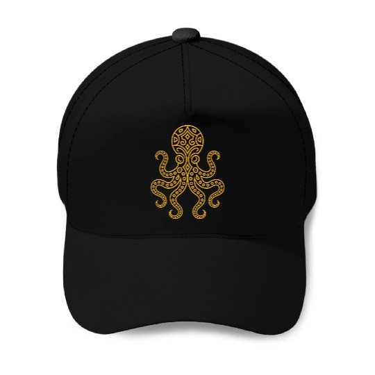 Elegant Mandala Octopus Illustration Baseball Caps