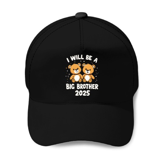 Teddy Bear Big Bro 2025 Baseball Caps | Pregnancy Announceme
