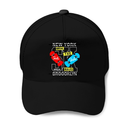 Urban Skateboard Brooklyn Rules Design Baseball Caps