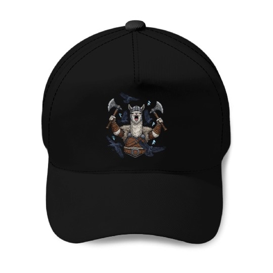 Viking Alpaca Warrior Illustration Baseball Caps