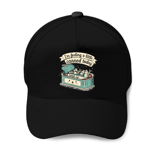 Whimsical Canned Fish Humor Design Baseball Caps