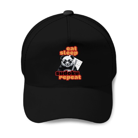 Eat Sleep Sudoku Repeat – Cute Puzzle Solver Panda Baseball Caps