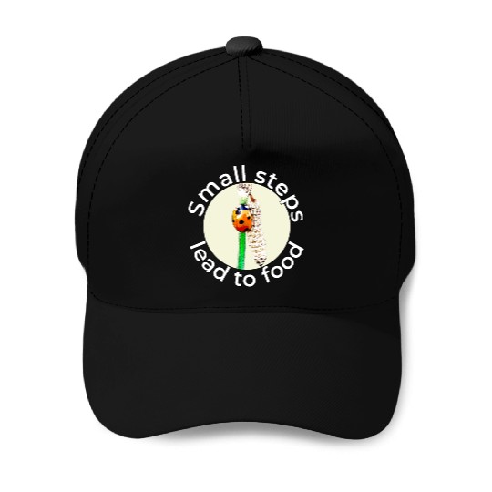 Small Steps – Ladybug White Text Baseball Caps