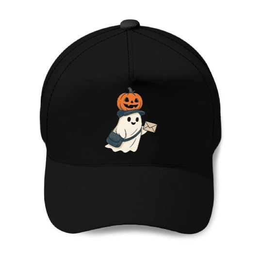 Postal Worker Pumpkin Ghost  Baseball Caps