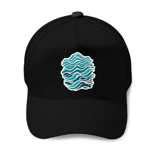 Abstract Ocean Wave Pattern Baseball Caps