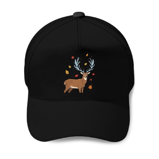 Autumn Mystic Deer Illustration Baseball Caps