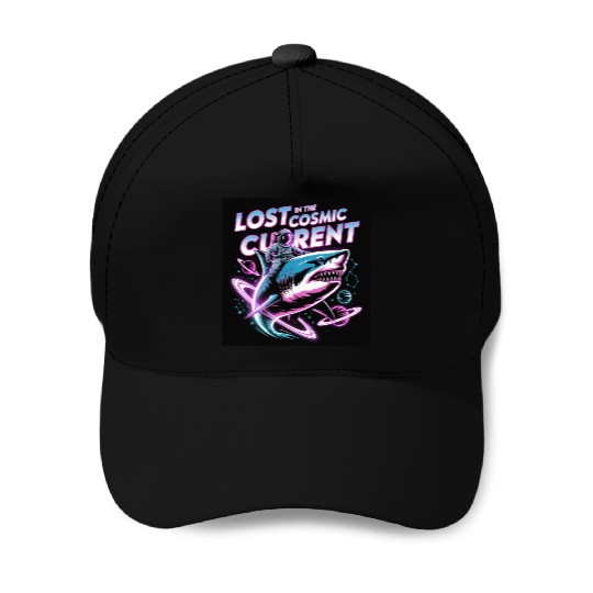 Lost in the Cosmic Shark Adventure Baseball Caps