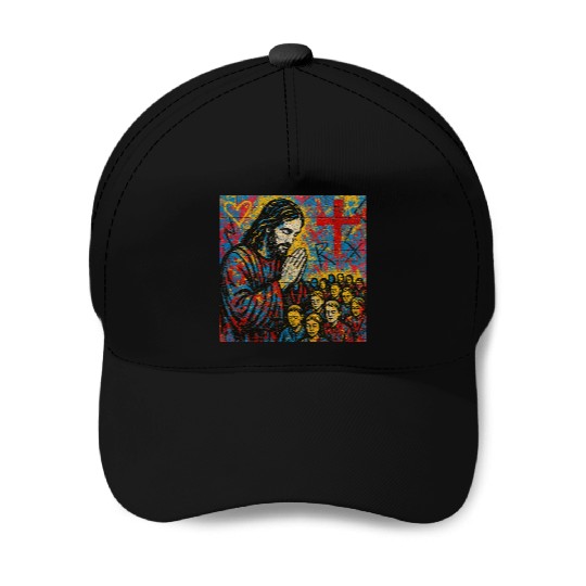 Praying Jesus Graffiti Art Design Baseball Caps
