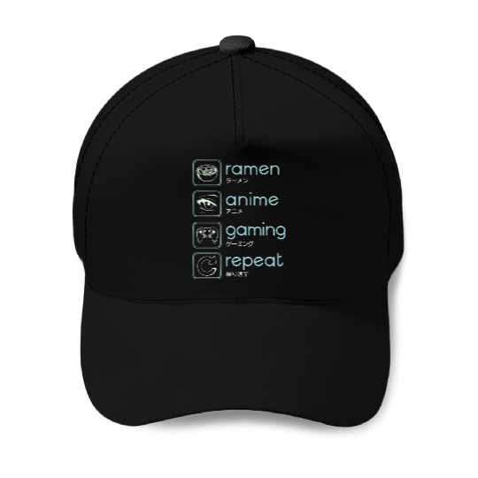 Ramen Anime Gaming Repeat Baseball Caps