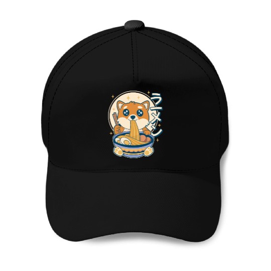 Cute Shiba Inu Eating Ramen Bowl  Baseball Caps