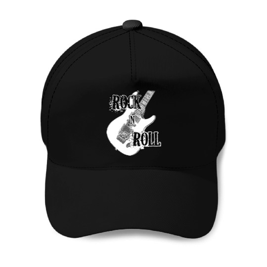 Rock and Roll Electric Guitar Design Baseball Caps