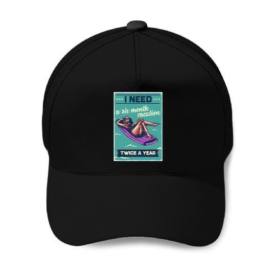 Lazy Vacation Quote Illustration Baseball Caps