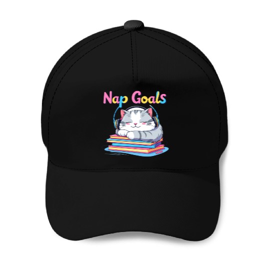 Cute Cat Nap Goals Design Baseball Caps