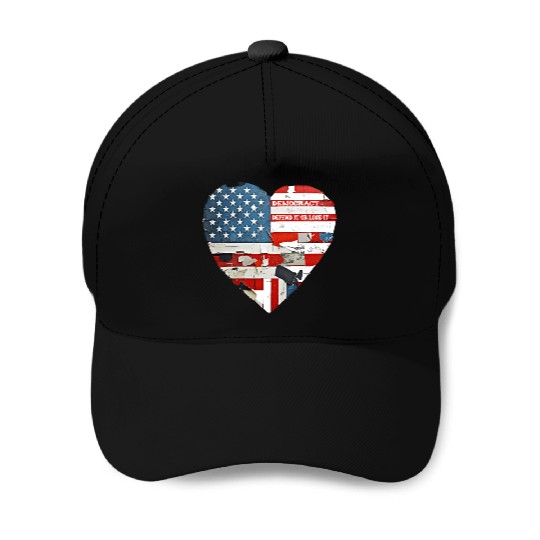 Democracy Defend It Or Lose It USA flag vintage  Baseball Caps