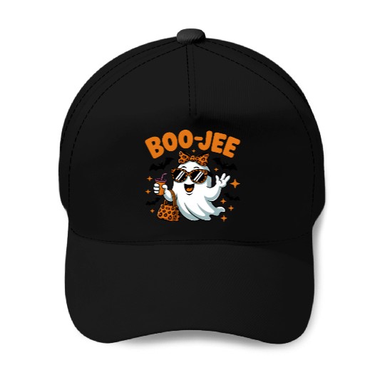 Boo-Jee Ghost Cute Leopard Print Halloween Boojee Baseball Caps