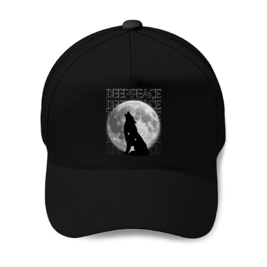 Wolf Howling at Full Moon Design Baseball Caps