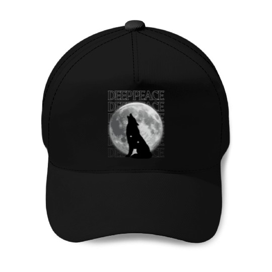 Wolf Howling at Full Moon Design Baseball Caps