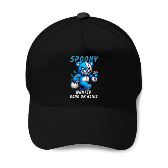 Spooky Teddy Bear Wanted Dead or Alive Halloween Baseball Caps