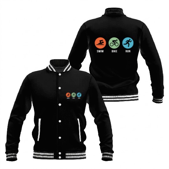 Swim Bike Run Baseball Jackets