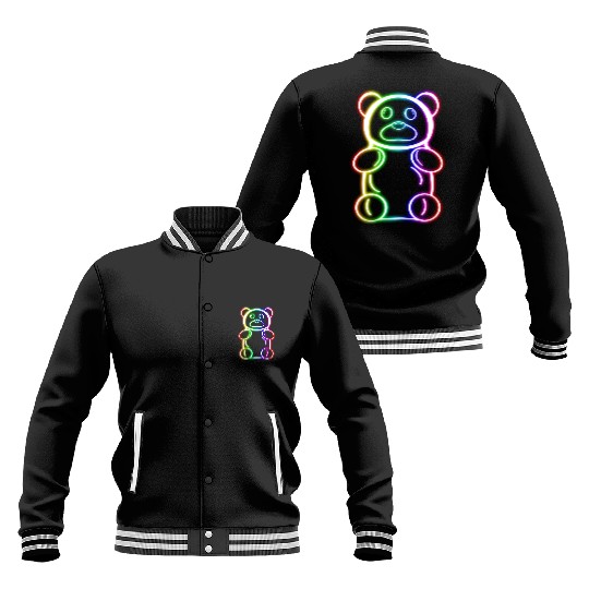 Neon Rainbow Gummy Bear Baseball Jackets