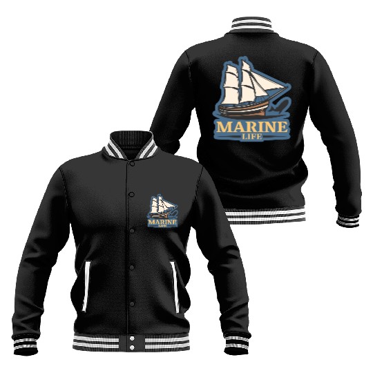 marine life logo Baseball Jackets