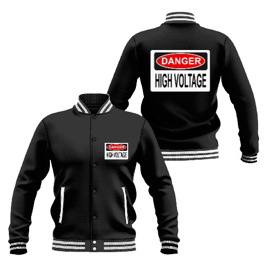 Danger High Voltage Electric Shock Warning Baseball Jackets