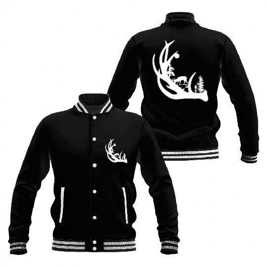 Deer Antler with Buck forest Baseball Jackets