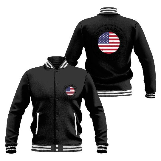 USA Made in America flag stamp Baseball Jackets