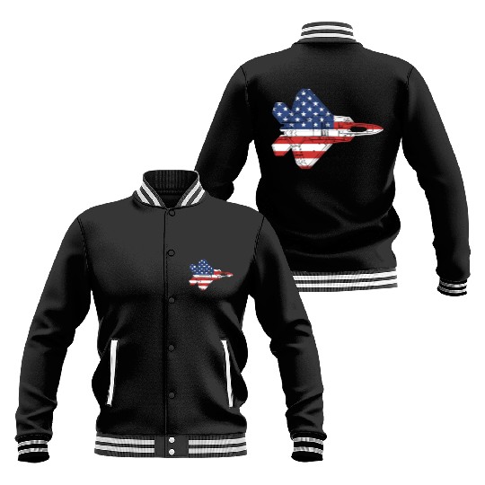 F-22 Raptor Fighter Jet Airplane American Flag F22 Baseball Jackets
