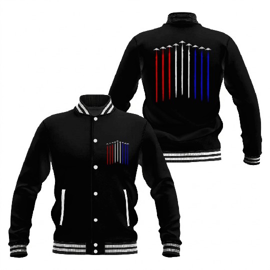 B-2 Bomber Squadron Contrails American Flag B2 Baseball Jackets