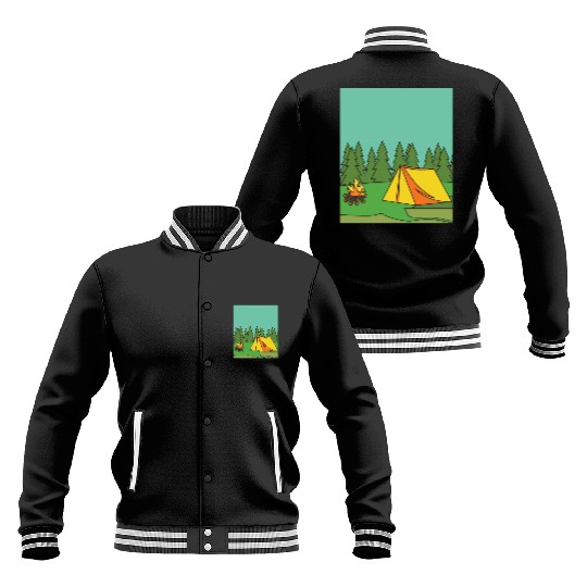 Camping Nature Vintage Baseball Jackets
