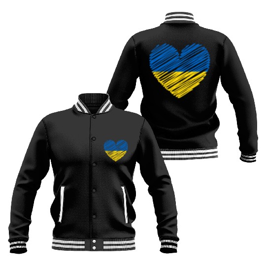 I Stand With Ukraine Ukrainian Heart Flag Baseball Jackets