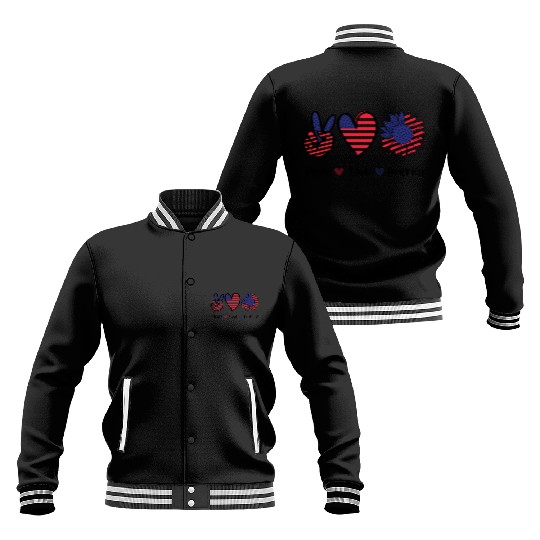 Peace Love America 4th July Gift Baseball Jackets Design