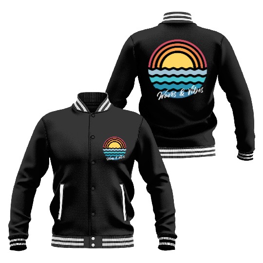 Positive Vibes Surf and Waves Summer. Baseball Jackets