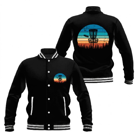 Vintage Disc Golf Retro Distressed Sunset Baseball Jackets